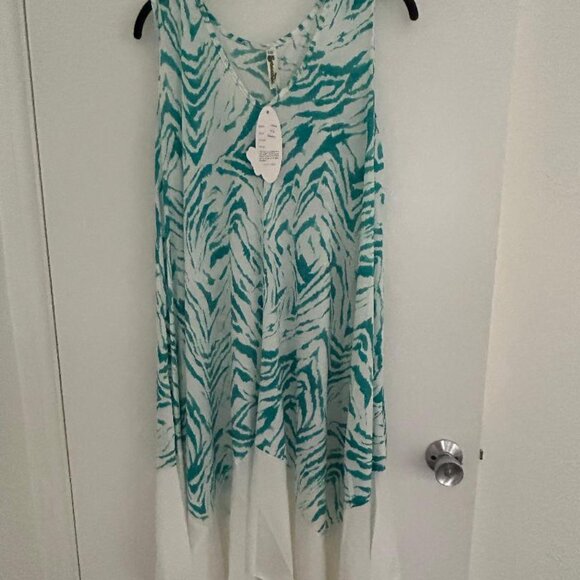 Sleeveless Kerchief Dress - XL Green and White, Very Beautiful New  j1 - Picture 3 of 3